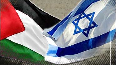 A Two-State Solution - Flags of the Palestinians and Israelis 