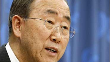 Secretary-General Ban Ki-moon at a press conference at United Nations headquarters in New York. 