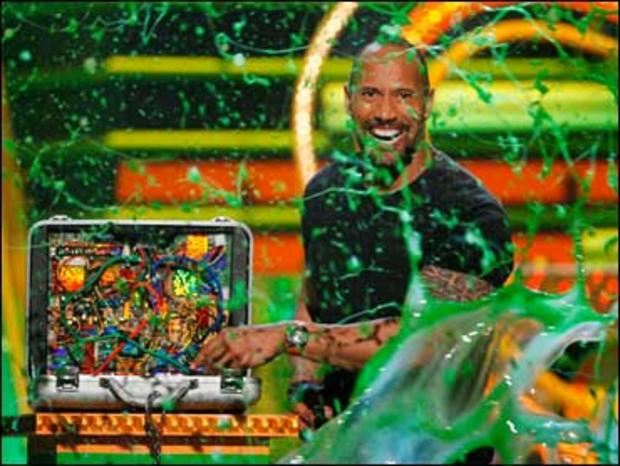 Dwayne Johnson gets slimed as he hosts the Kids' Choice Awards March 28, 2009 