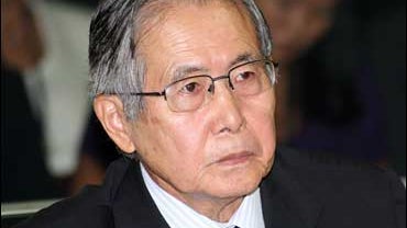 Peru's former President Alberto Fujimori looks on as the verdict is reading after a 15-month televised trial, in Lima, Tuesday, April 7, 2009. 