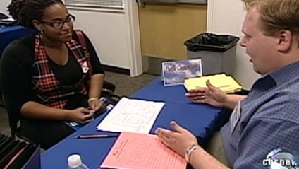carousel, Alex Jefferson, 16, at a job interview. 