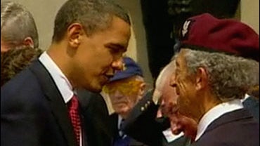 President Barack Obama arrives at a ceremony commemorating the 65th anniversary of D-Day at the American cemetery in Colleville-sur-Mer, Normandy, June 6, 2009. 