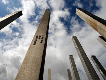 A view of the new memorial in Hyde Park commemorating the 52 people in the London terror attacks on July 7, 2005. 