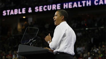 President Barack Obama speaks at a rally on health care reform, Thursday, Sept. 17, 2009, at the Comcast Center at the University of Maryland in College Park, Md. 
