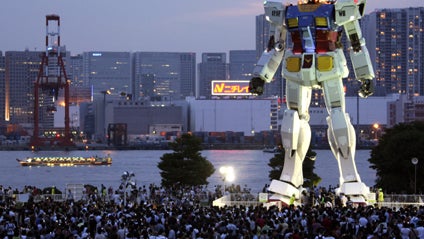 A 60-foot model of popular TV animation character Gundam was erected in a Tokyo park this summer to raise support for the city's bid for the 2016 Olympics. 