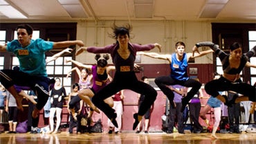In this film publicity image released by MGM, dancers perform in a scene from, "Fame." 