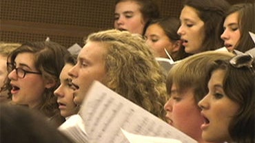 Members of the Brooklyn Youth Chorus Academy rehearse for a live concert of "Lord of the Rings." 