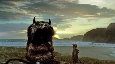 Max Records as Max with Carol (voiced by James Gandolfini) in "Where the Wild Things Are." 
