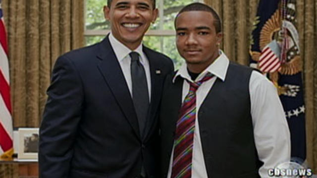 President Barack Obama with Kalief Rollins. 