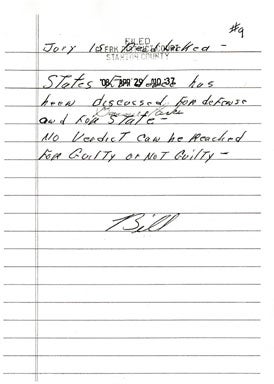 On April 29, 2008, after three full days of deliberations, the jury foreman passed the judge this final note indicating: "No verdict can be reached for guilty or not guilty."  For the second time there was a hung jury in Michael Golub's murder trial, and  