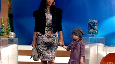 On The Early Show, models wear budget-friendly holiday attire. 