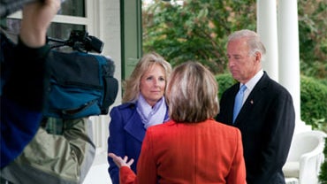 Dr. Jill Biden, with Vice President Joe Biden, are interviewed by CBS News correspondent Rita Braver. 