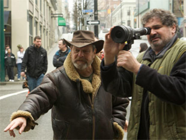 Director Terry Gilliam and cinematographer Nicola Pecorini shooting "The Imaginarium of Doctor Parnassus." 
