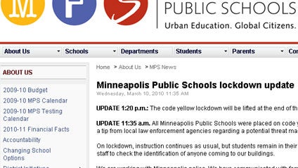 Mpls. Schools Locked Down After Web Threat  