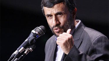 Iranian President Mahmoud Ahmadinejad makes a speech during a ceremony marking Iran's National Day of Nuclear Technology in Tehran, Iran, Friday, April 9, 2010. Iran unveiled a third generation of domestically built centrifuges Friday as the country pushe 