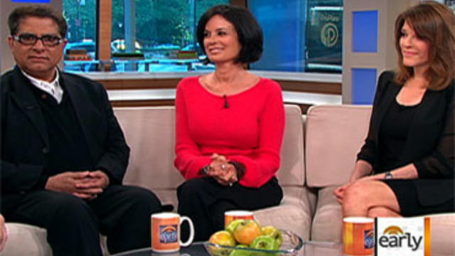 Dr. Deepak Chopra, left, Debbie Ford, and Marianne Williamson on The Early Show. 