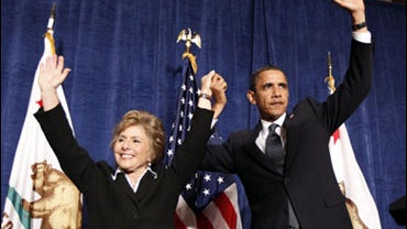 obama with barbara boxer at fundraiser  