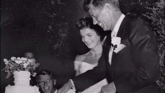John F. Kennedy and Jacqueline Bouvier at their Sept. 12, 1953, wedding in Newport, R.I. (AP Graphicsbank) 