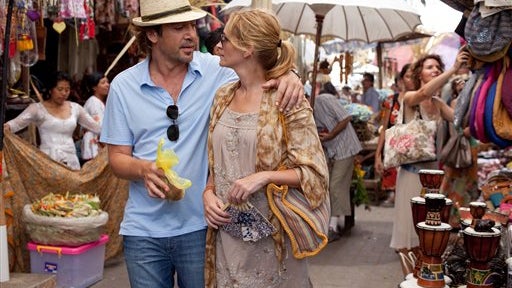 In this film publicity image released by Sony, Javier Bardem, left, and Julia Roberts are shown in a scene from &amp;amp;amp;amp;amp;quot;Eat, Pray, Love.&amp;amp;amp;amp;amp;quot; (AP Photo/Sony, Francois Duhamel) 