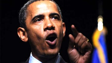 US President Barack Obama speaks at a fundraiser for Milwaukee Mayor and gubernatorial candidate Tom Barrett at US Cellular Arena in Milwaukee, Wisconsin, on August 16, 2010. AFP PHOTO/Jewel Samad (Photo credit should read JEWEL SAMAD/AFP/Getty Images)  