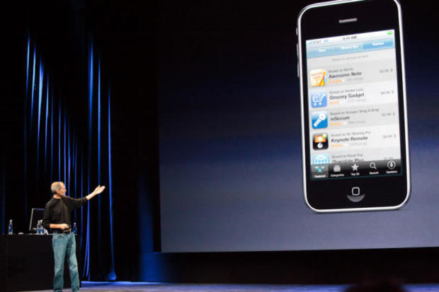 Steve Jobs introduces the updated iPod Touch at the 2009 event. 