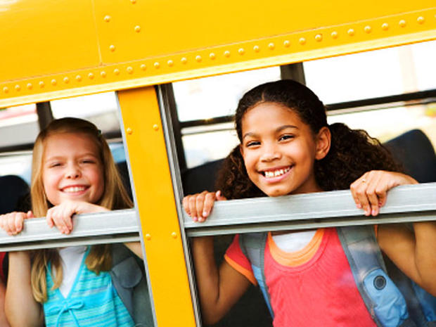 school bus, kids, children, happy, smiling 