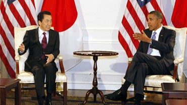 Japanese Prime Minister Naoto Kan with U.S. President Barack Obama during their bilateral meeting at a hotel in New York on September 23, 2010. President Obama said that the U.S.-Japan alliance was a "cornerstone" of global security, as his administration 