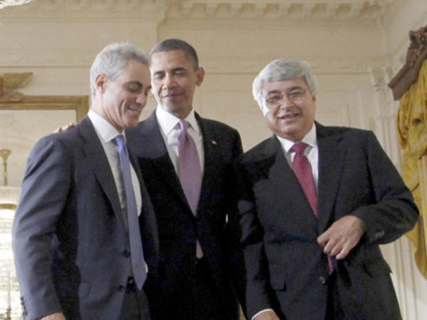 Barack Obama, Rahm Emanuel, Peter Rouse 