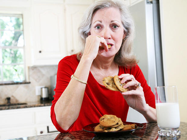 forgetting meals, eating, senior, mature, woman, dementia, Alzheimer's chocolate chip cookies, 4x3 