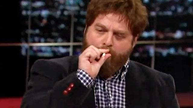 The Hangover Actor Zach Galifianakis Smokes a Joint on "Real Time with Bill Maher" 