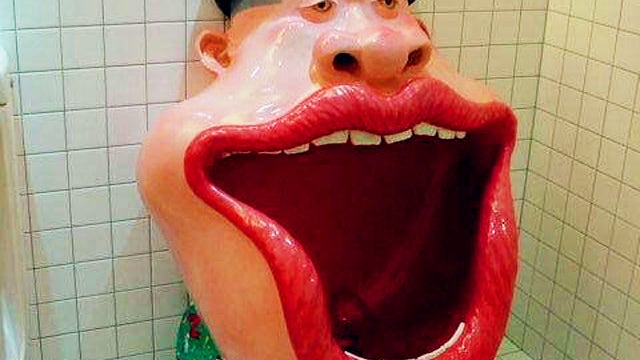 strange toilet, lips, mouth 