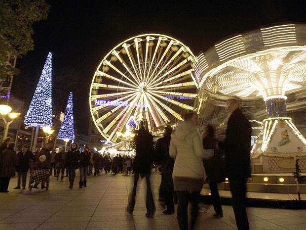 The Christmas market in Duisburg, western Germany, is seen on Sunday Nov.21,2010. Christmas markets all over Germany opened this week. (AP Photo/Frank Augstein) 