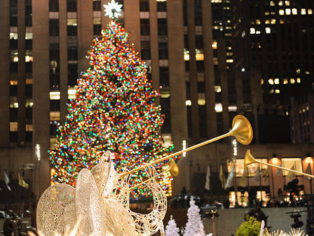 The Rockefeller Center Christmas Tree is lit on November 30, 2010 in New York. Originally from Mahopac, New York, the 12-ton, 74-foot Norway Spruce is adorned with 30,000 environmentally friendly LED lights on more than five miles of electrical wire, and  