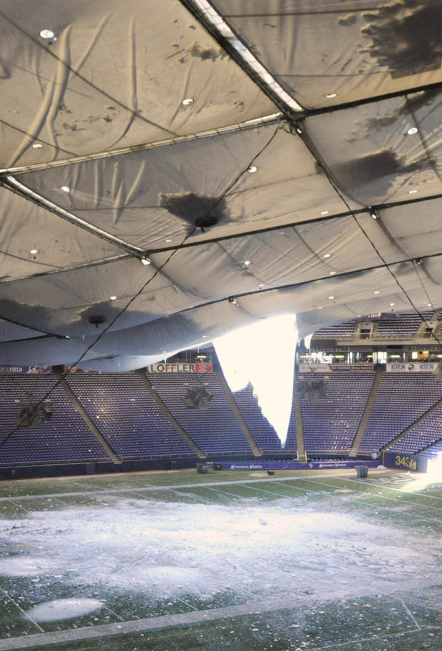Repairs Continues After Metrodome Roof Collapses 