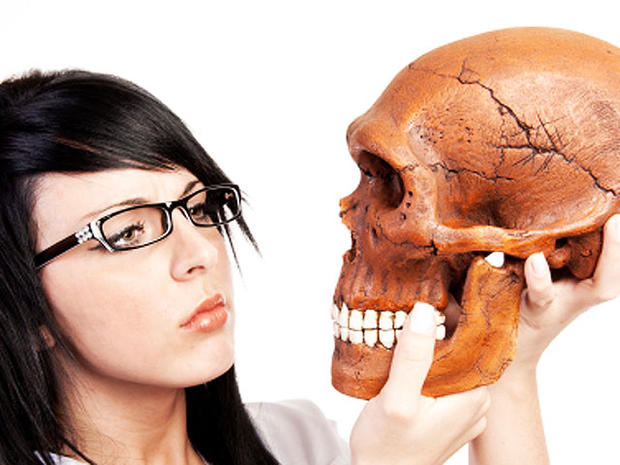 woman, scientist, skull, prehistoric, neanderthal, istockphoto, 4x3 