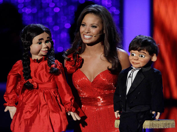Miss Arkansas, performs a ventriloquist act in the talent competition during the 2011 Miss America pageant. 