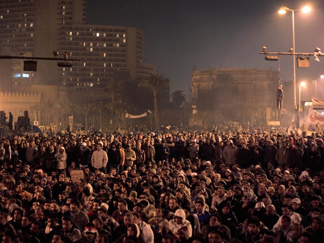 Egyptian anti-government protesters gathered in Tahrir Square 