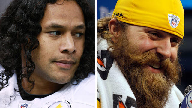 Troy Polamalu, left Brett Keisel and of the Pittsburgh Steelers. 