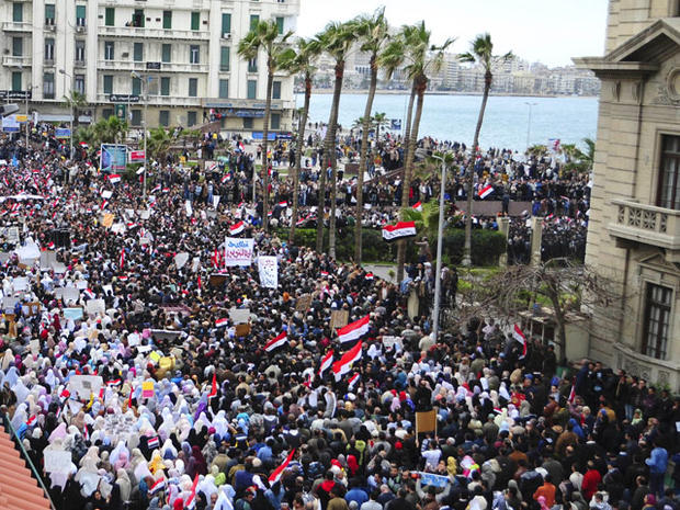 Alexandria, Egypt, anti-government demonstrations, corrected 