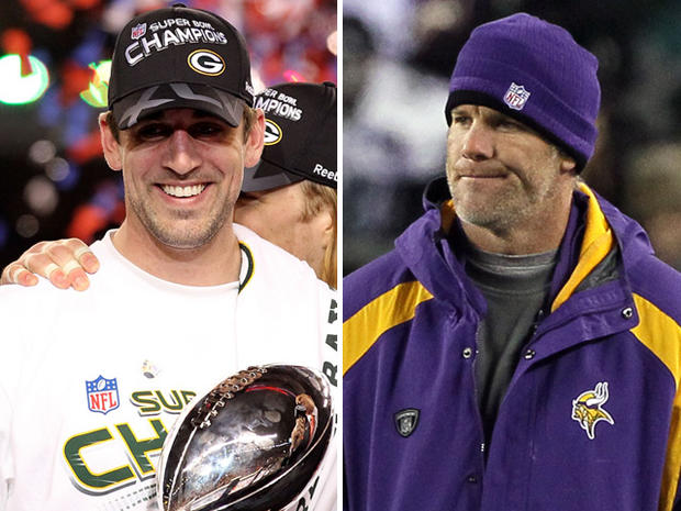 Aaron Rodgers and Bret Favre 