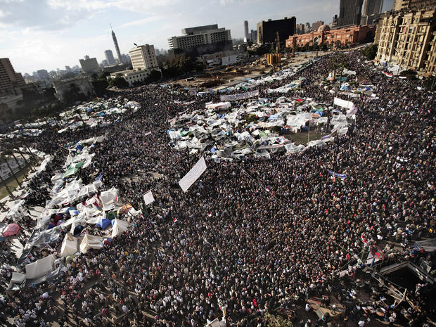 A general view shows the crowded Tahrir Square 