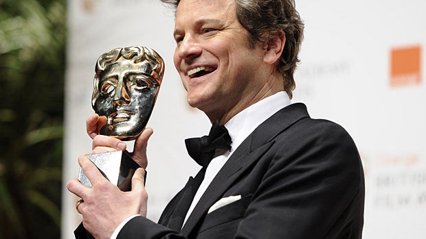 Colin Firth poses with the award for Best Actor backstage during the BAFTA Film Awards 2011, at The Royal Opera House in London, Sunday, Feb. 13, 2011. (AP Photo/Jonathan Short) 