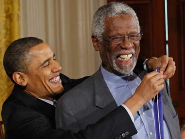 Barack Obama and Bill Russell 