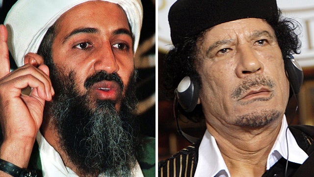Osama bin Laden and Muammar Gaddafi  