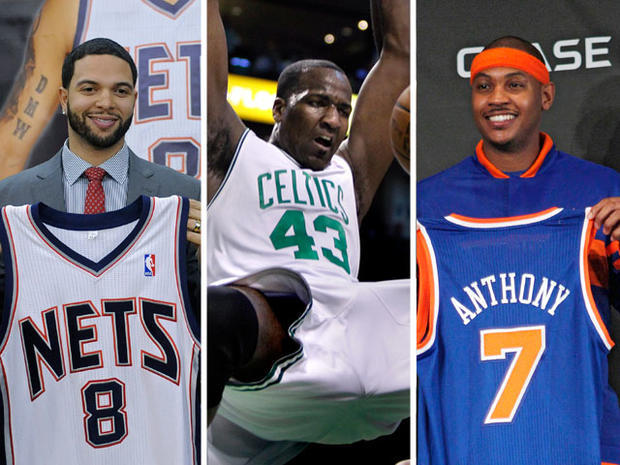 Deron Williams, Kendrick Perkins and Carmelo Anthony 