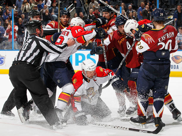 Thrashers scuffle against the Panthers 