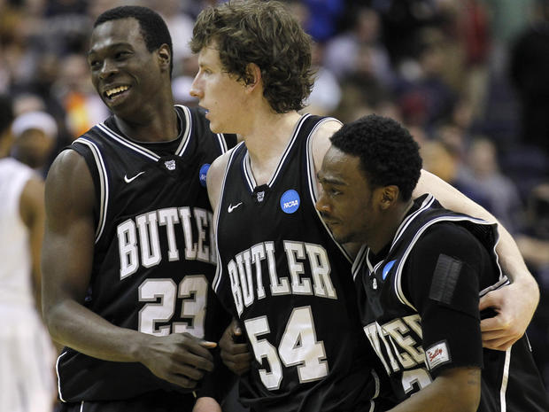 Butler players, from left, Khyle Marshall, Matt Howard and Shawn Vanzant 