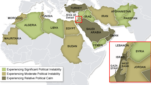 Mideast uprisings map 