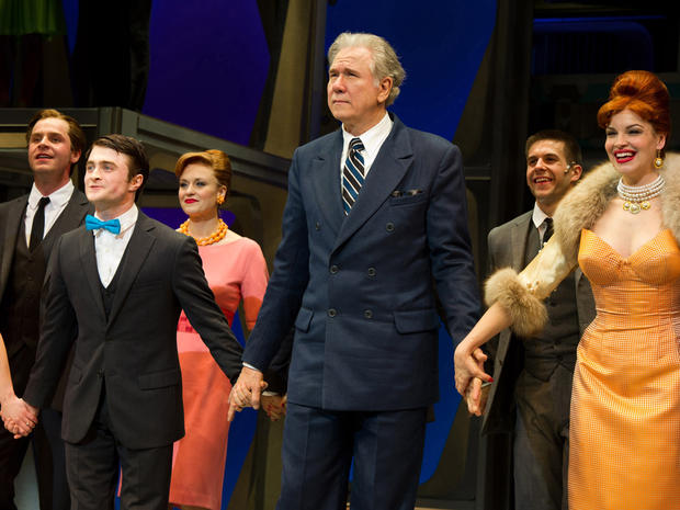 Cast of "How To Succeed in Business..." appear of their opening night curtain call. 