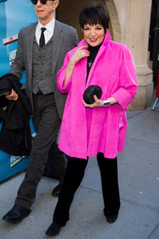 Liza Minnelli arrives for the opening night of Broadway's "How to Succeed in Business Without Really Trying" 